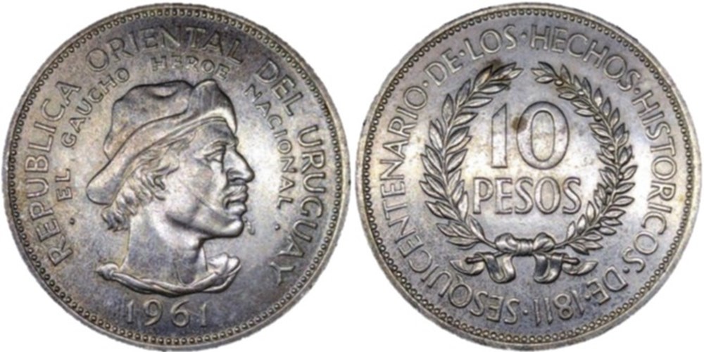 Uruguay - 10 Pesos 1961 - Sesquicentennial of Revolution Against Spain monnaies monde uruguay 10 pesos 1961 sesquicentennial of revolution against spain