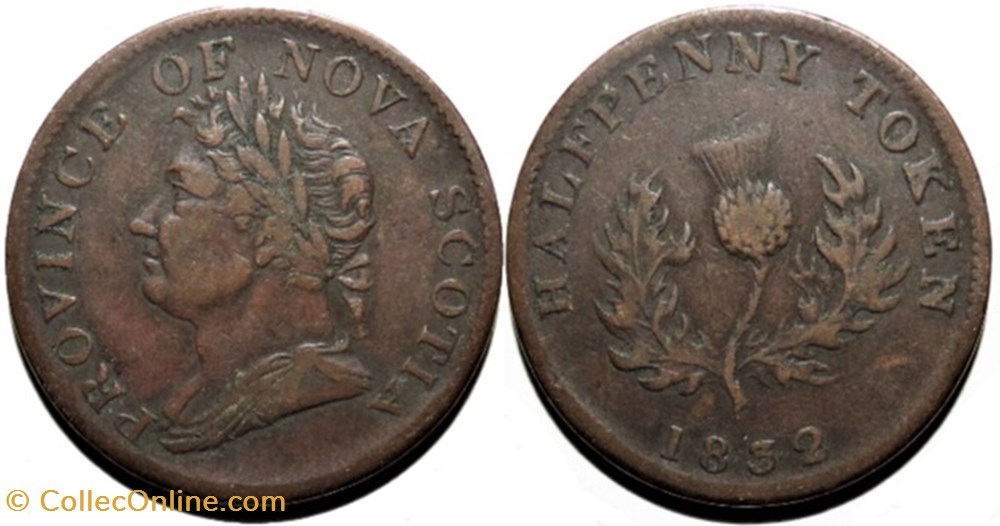 monnaies monde canada george iv halfpenny token 1832 nova scotia ex 9