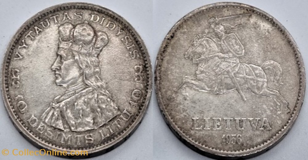 Lithuania, Republic of - 10 Litų 1936, Vytautas monnaies monde lituanie lithuania republic of 10 litu 1936 vytautas