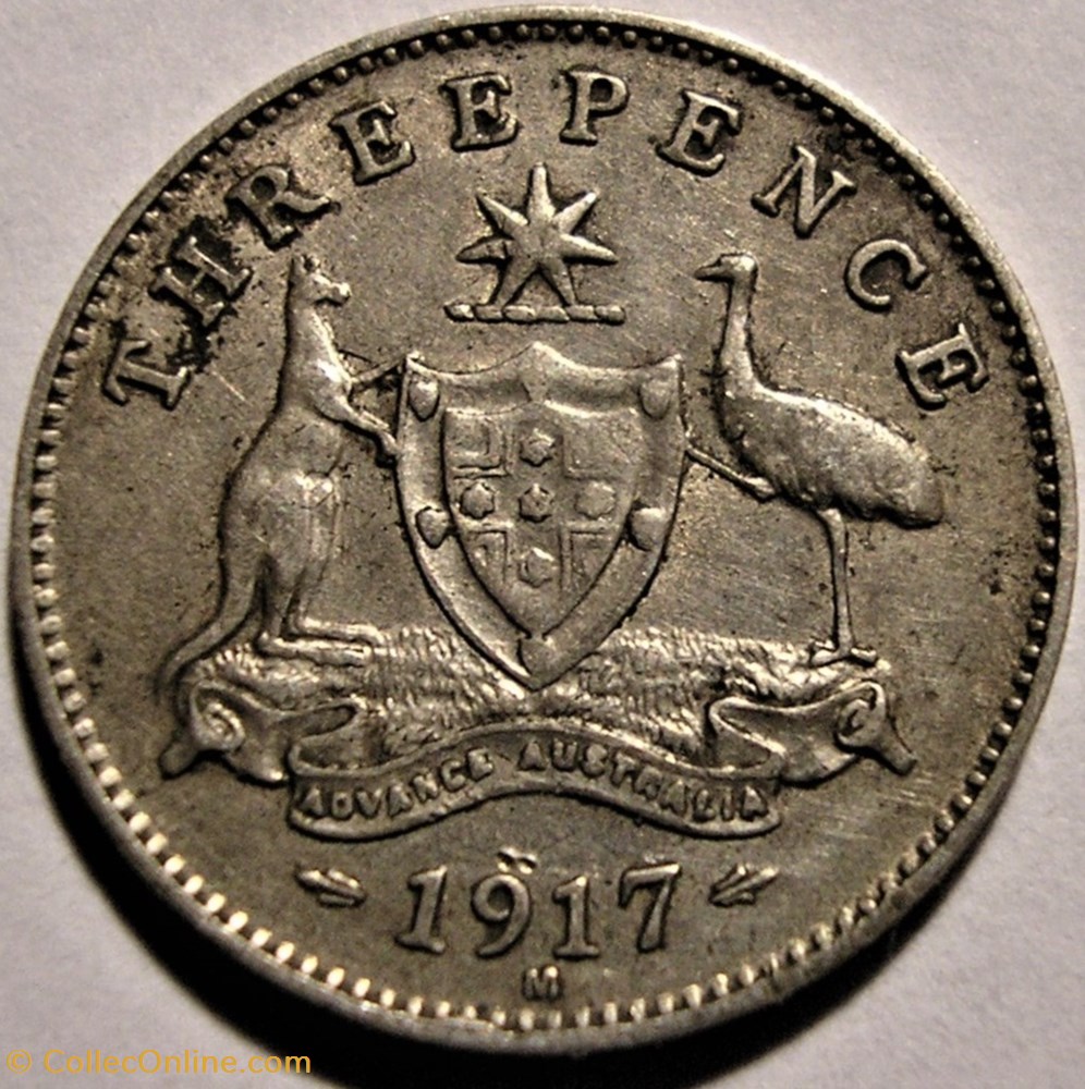 monnaie monde australie george v three pence 1917 melbourne australia