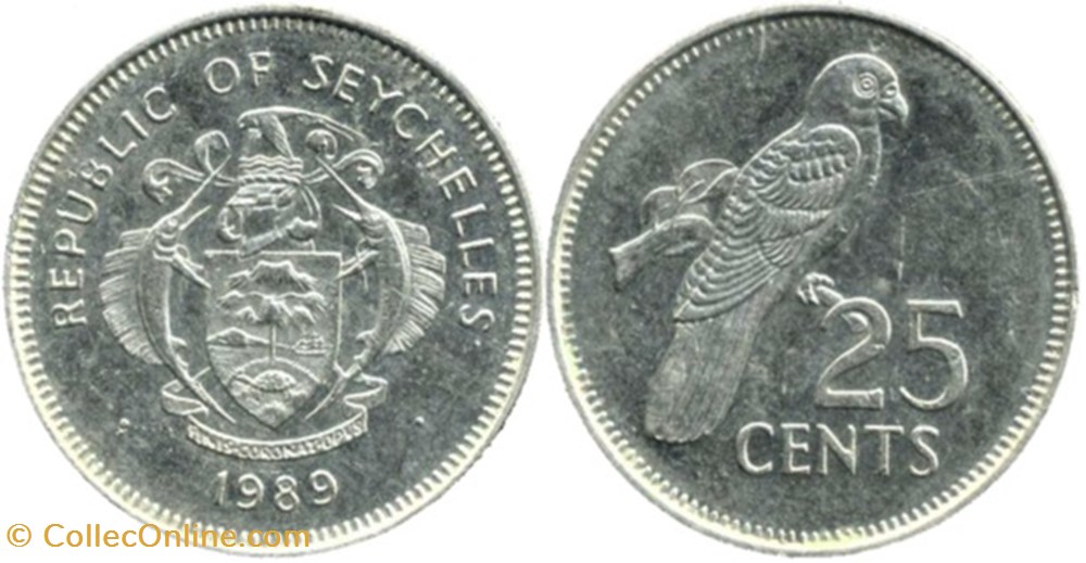 monnaies monde seychelles republic 25 cents 1989