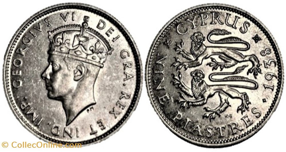 George VI - Nine Piastres 1938 - Cyprus monnaies monde chypre george vi nine piastres 1938 cyprus