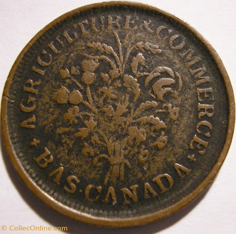 Montreal Un Sou Belleville - Token ca. 1835-1838 (7 shamrocks) monnaies monde canada montreal un sou belleville token ca 1835 1838 7 shamrocks