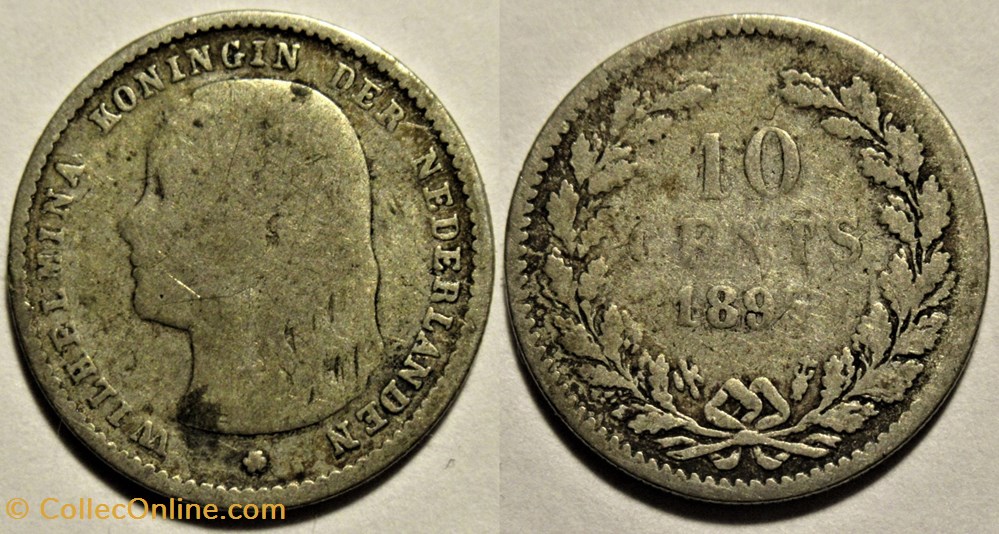 monnaies monde pays bas wilhelmina of nederland 10 cents 1895