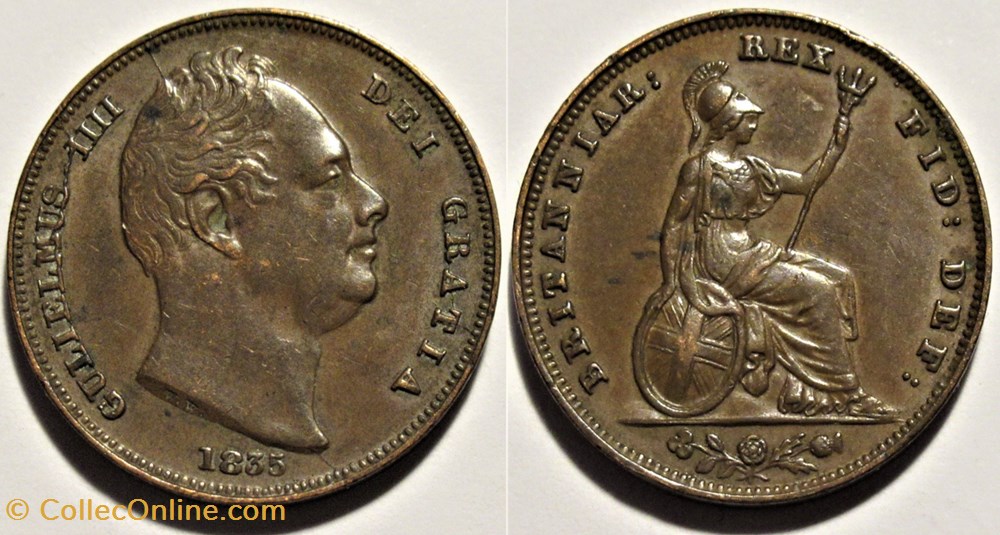 William IV - One Farthing 1835 Kingdom of Great Britain (ex.2) monnaies monde royaume uni william iv one farthing 1835 kingdom of great britain ex 2