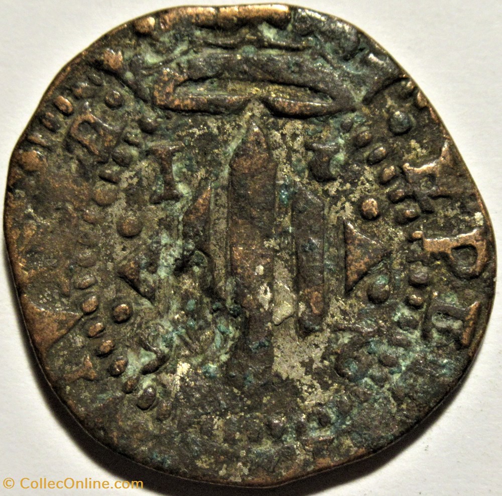 1596 Perpignan - 2 Sols countermarked - Philip II of Spain 2 monnaies europe medievale principaute de catalogne 1596 perpignan 2 sols countermarked philip ii of spain