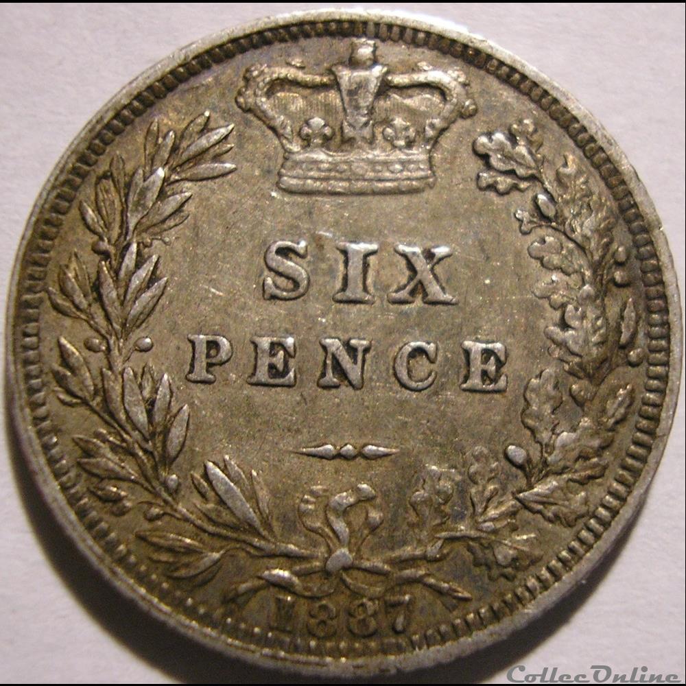 Victoria - Sixpence 1887 Kingdom of Great Britain monnaies monde royaume uni victoria sixpence 1887 kingdom of great britain