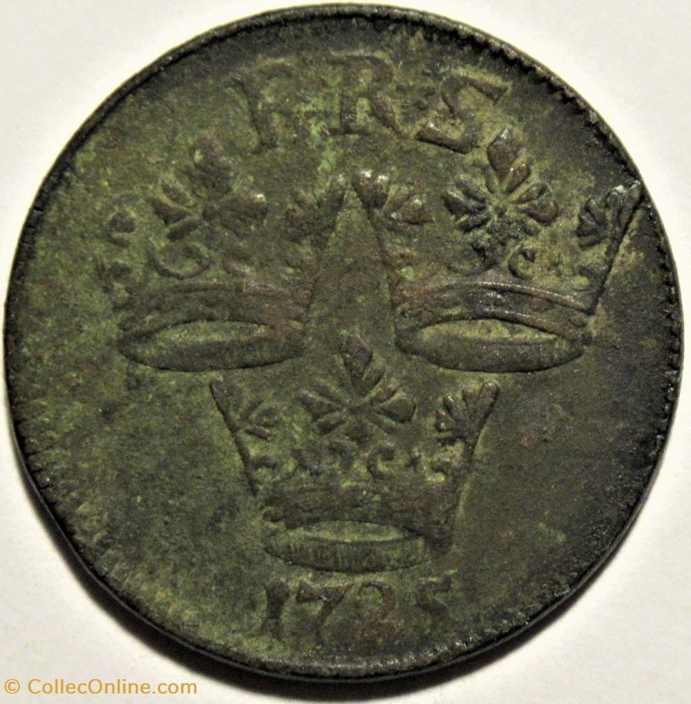 monnaies europe medievale a royaume suede sweden king fredrik i 1 ore 1725 stockholm