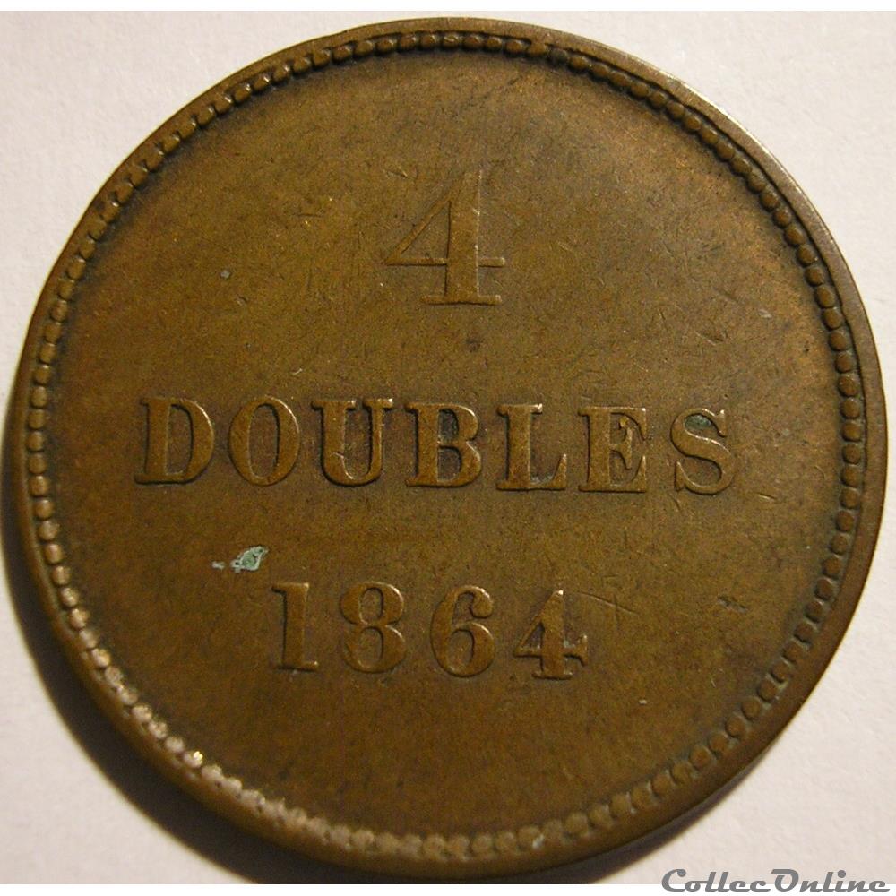 States of Guernsey - 4 Doubles 1864 (ex.3) monnaie monde ile de guernesey states of guernsey 4 doubles 1864 ex 3