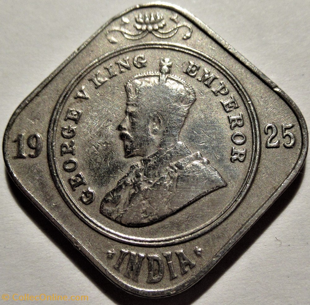 George V - 2 Annas 1925 Bombay - British India 2 monnaies monde inde george v 2 annas 1925 bombay british india