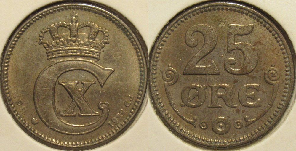 Christian X Denmark - 25 Øre 1922 monnaies monde danemark christian x denmark 25 re 1922