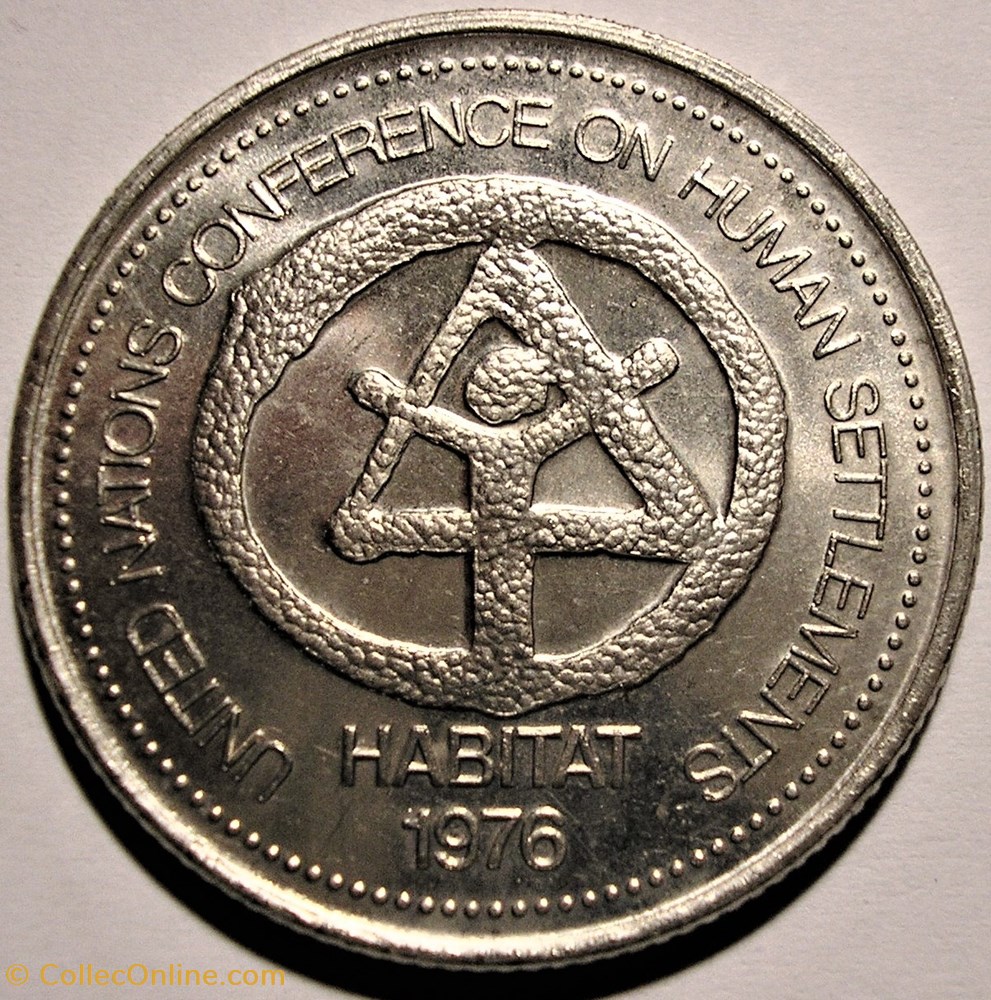 monnaie jeton mereaux vancouver british columbia one dollar token 1976 conference on human settlements