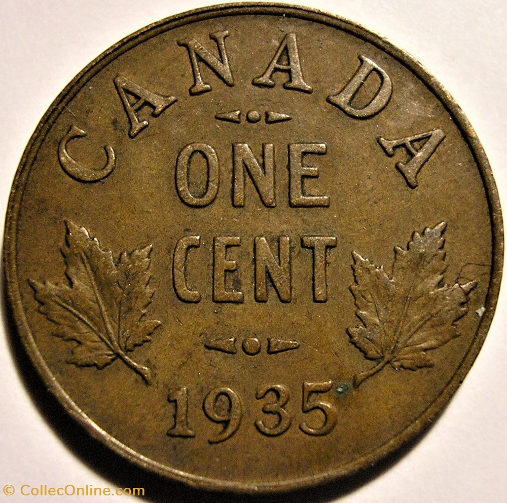 George V - 1 Cent 1935 - Double 5 2 monnaie monde canadum george v 1 cent 1935 double 5