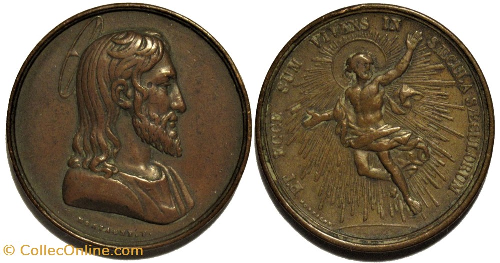 Jésus, Médaille de Fleury Montagny, ca 1830 patrimoine religieux souvenir jesus medaille de fleury montagny ca 1830