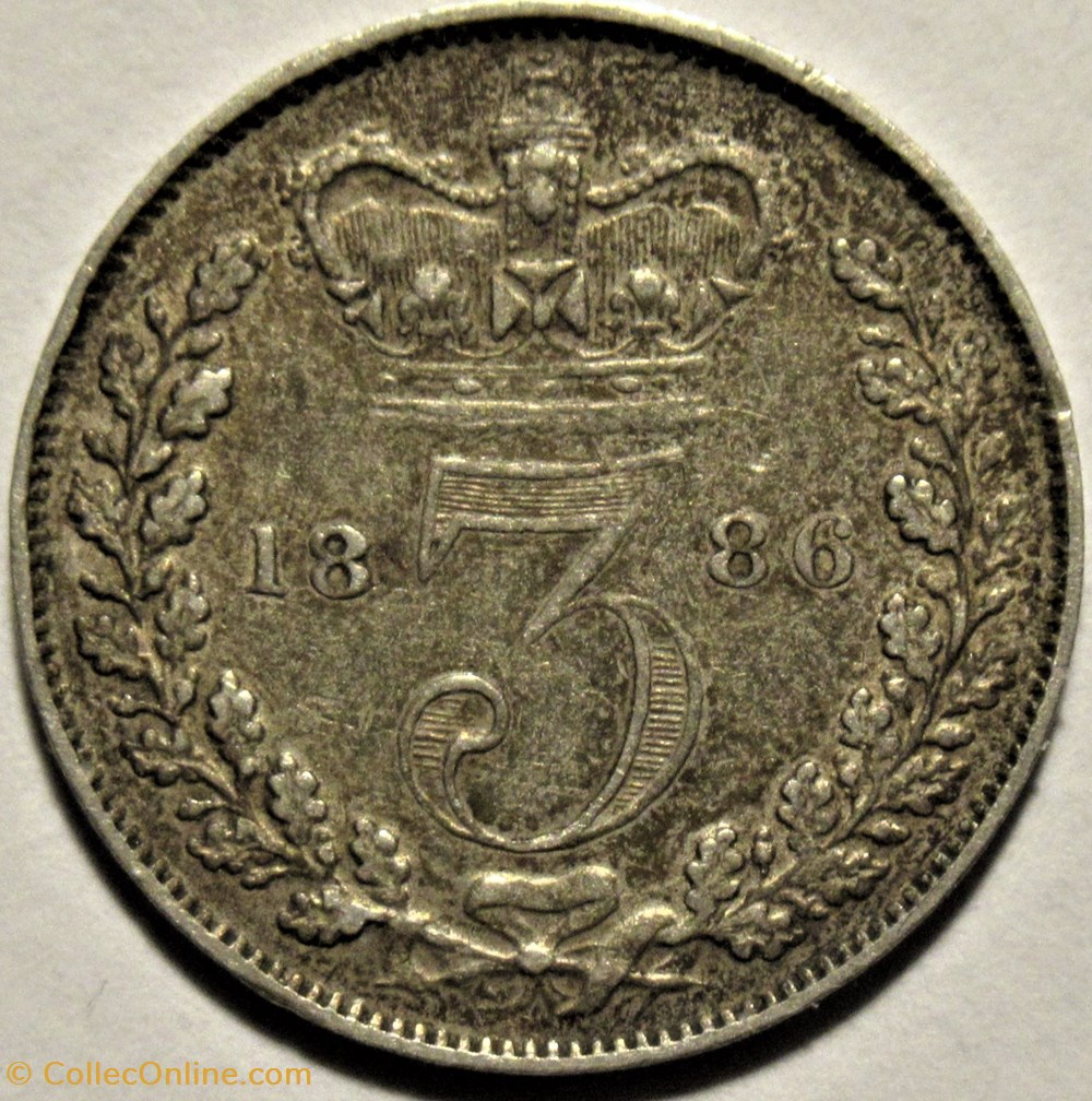 Victoria - 3 Pence 1886 - Kingdom of Great Britain 3 monnaies monde royaume uni victoria 3 pence 1886 kingdom of great britain