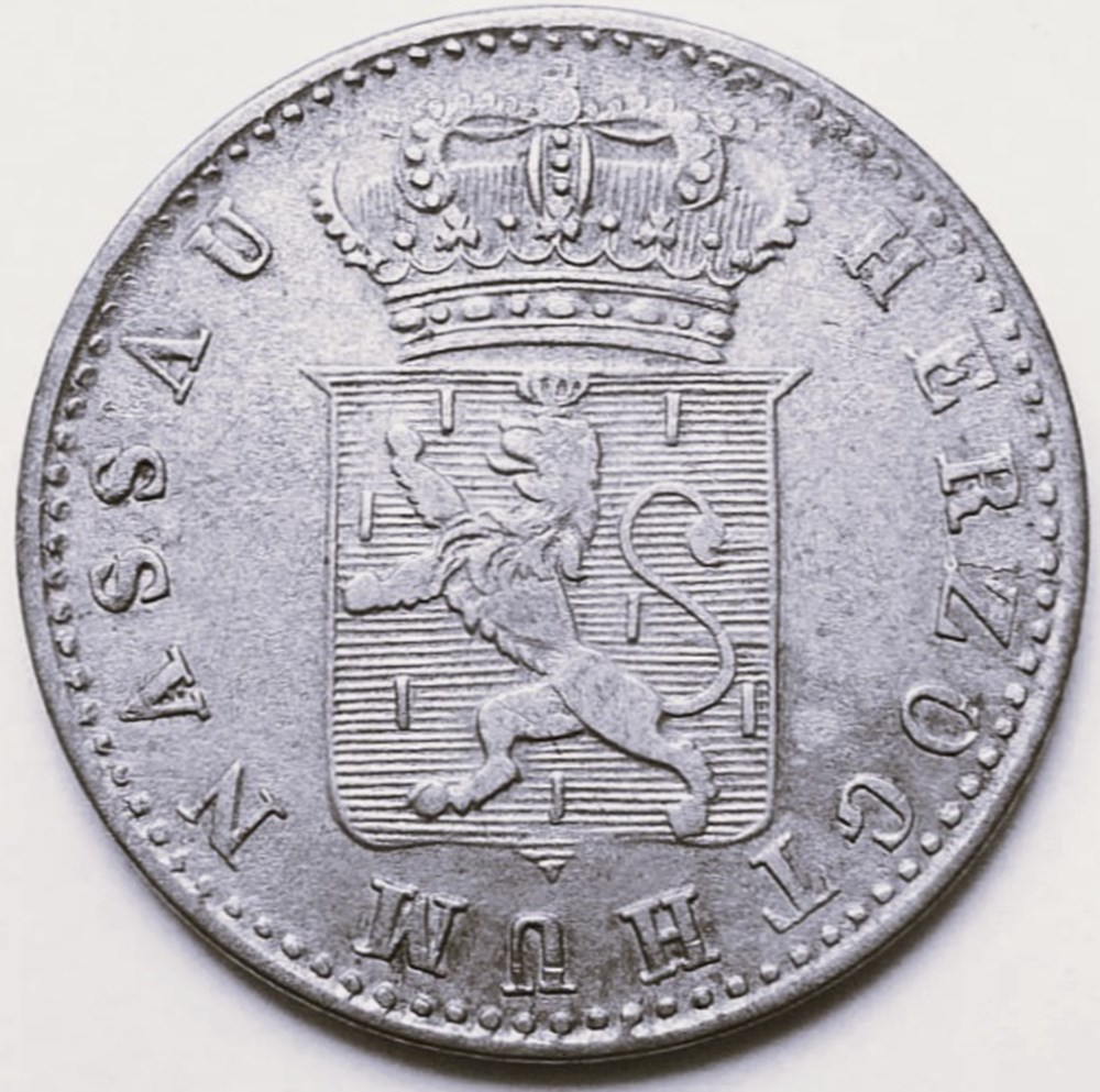 monnaies europe medievale saint empire romain germanique adolf 6 kreuzer 1855 duchy of nassau