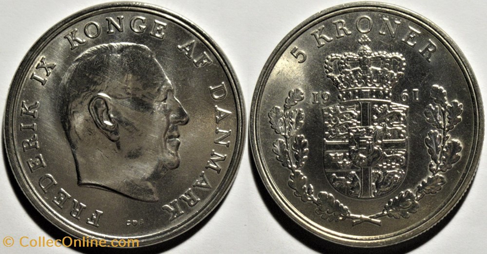 Frederik IX Denmark - 5 Kroner 1961 monnaies monde danemark frederik ix denmark 5 kroner 1961