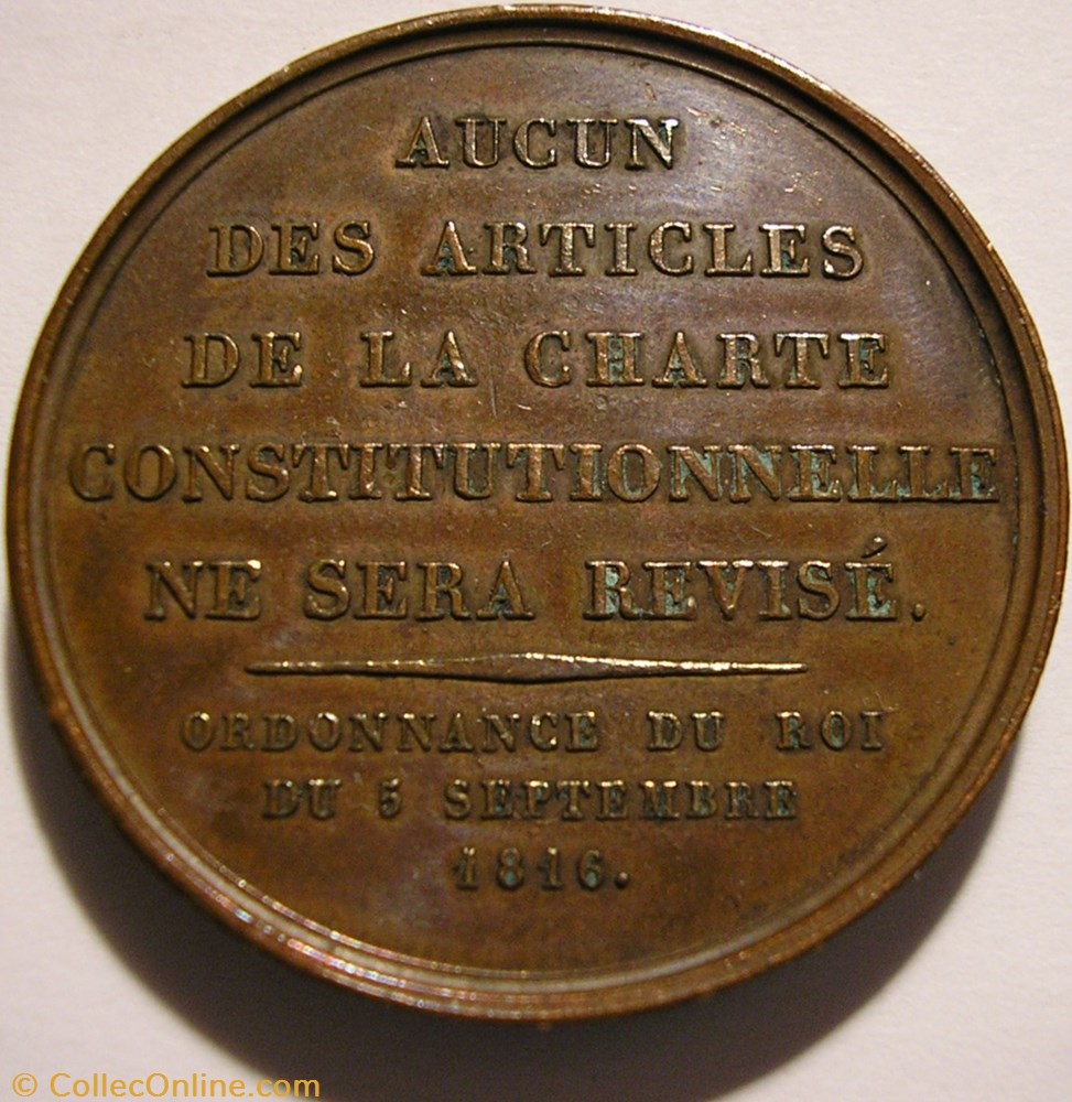 Louis XVIII - 1816 Médaille, Charte Constitutionnelle - Médailles