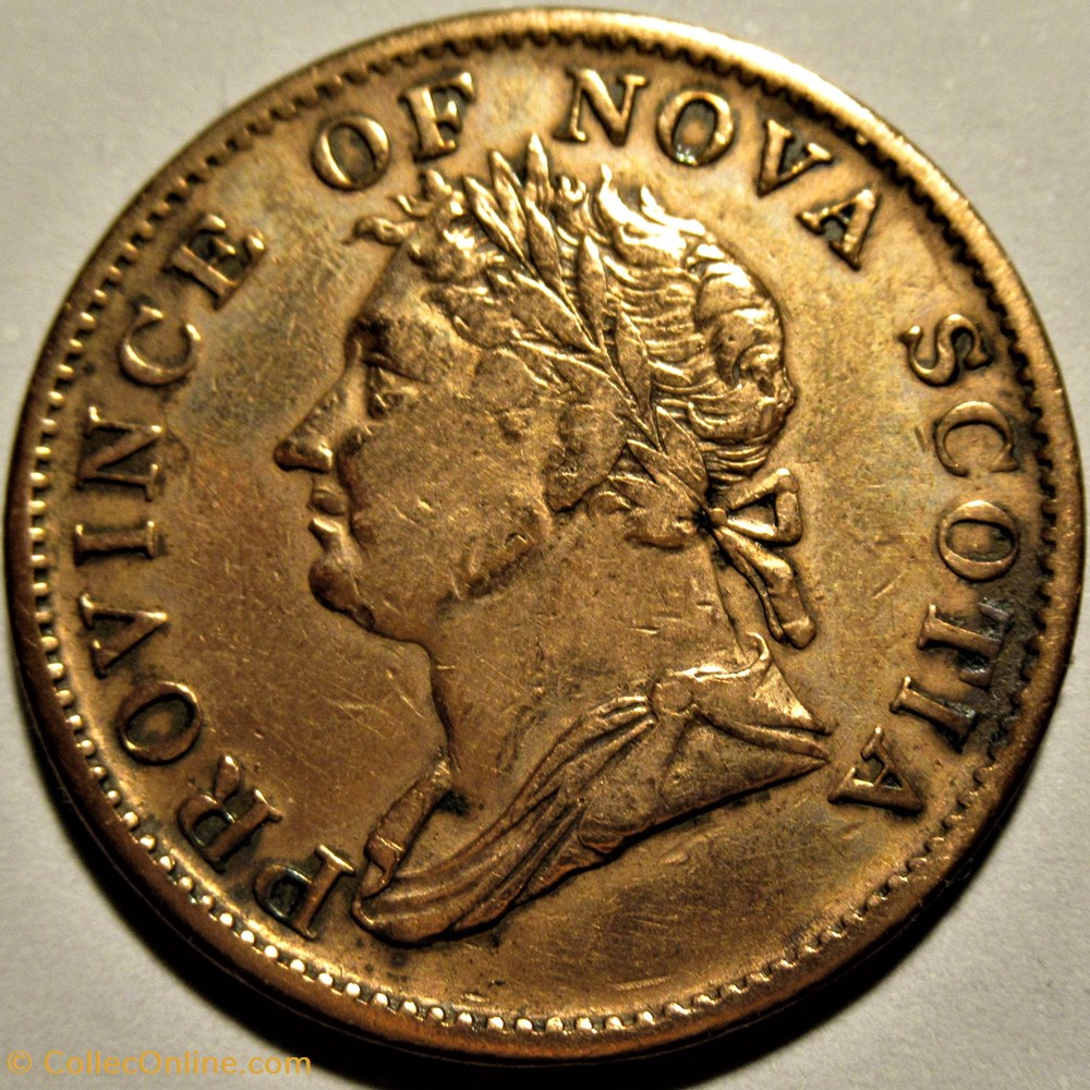 George IV - HalfPenny Token 1832 - Nova Scotia (ex.5) 2 monnaies monde canada george iv halfpenny token 1832 nova scotia ex 5