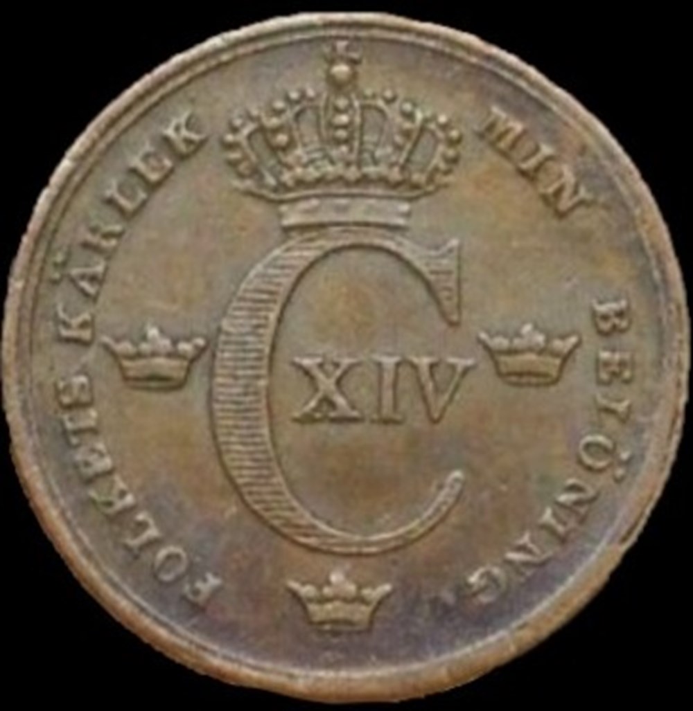 Sweden - Karl XIV Johan - 1/6 Skilling 1840 Overdate monnaies monde suede sweden karl xiv johan 1 6 skilling 1840 overdate