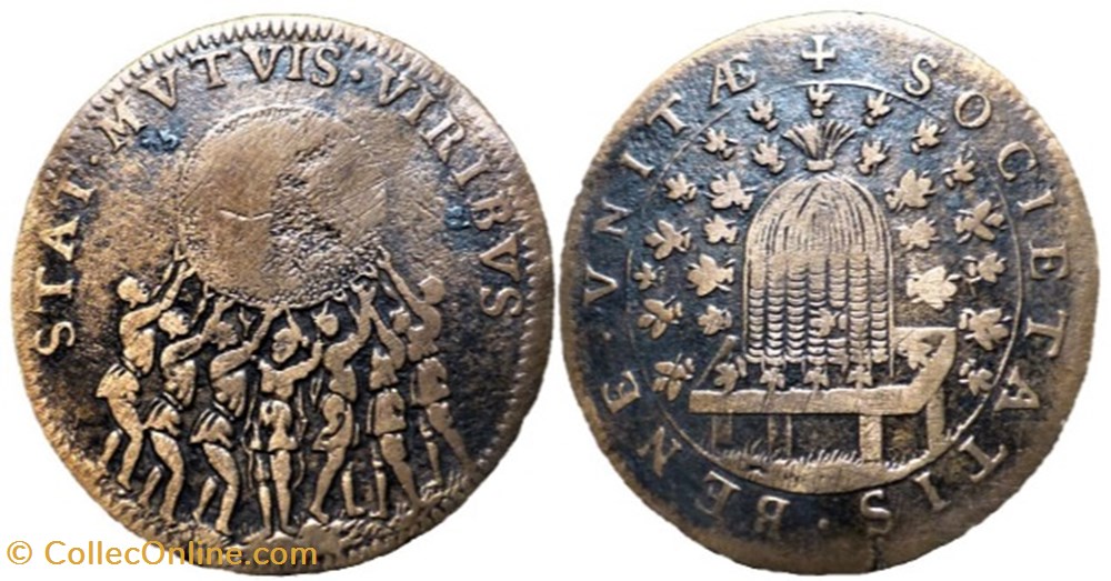 Jeton c.1700 Corporation des Marchands - Louis XIV (2 ex.) monnaies paranumismatique jetons poids jeton c 1700 corporation des marchands louis xiv 2 ex