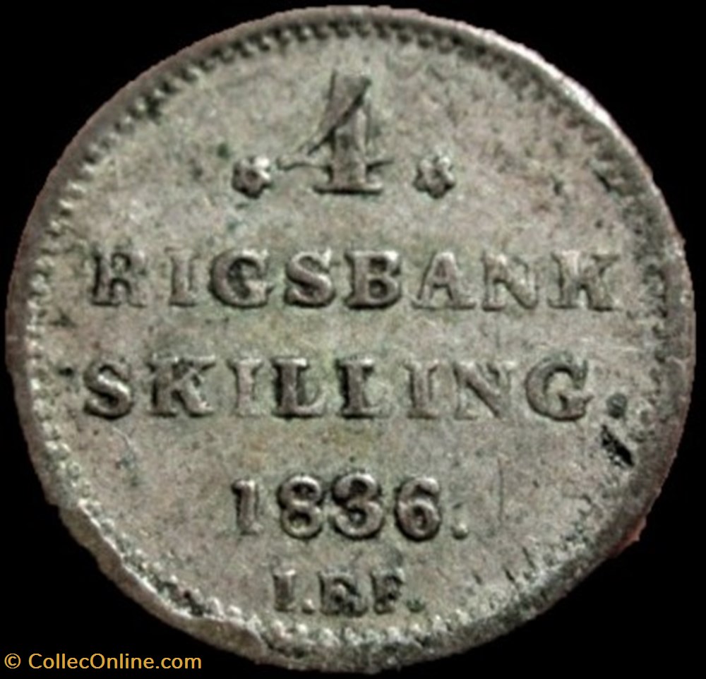 Frederik VI Denmark - 4 Rigsbankskilling 1836, Altona Mint monnaies monde danemark frederik vi denmark 4 rigsbankskilling 1836 altona mint