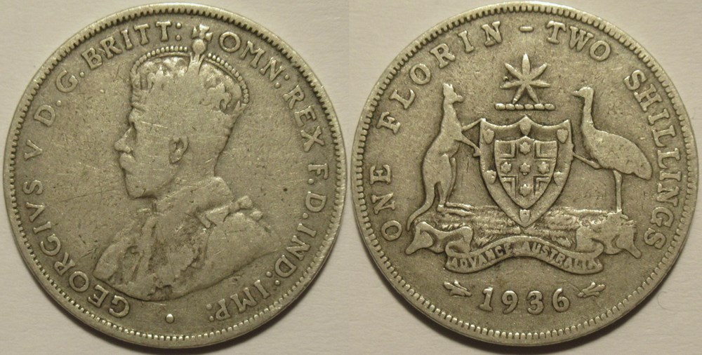 monnaies monde australie george v one florin 1936 melbourne australia