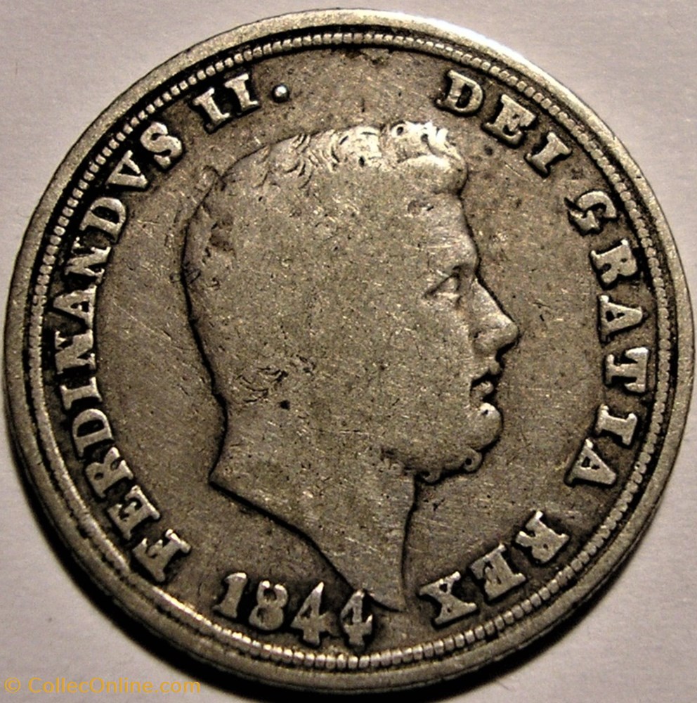 1844 Royaume de Naples, 10 Grana / Carlino - Ferdinando II monnaies monde italie 1844 royaume de naples 10 grana carlino ferdinando ii
