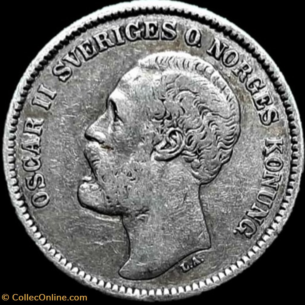 monnaies monde suede sweden oskar ii 2 kronor 1880