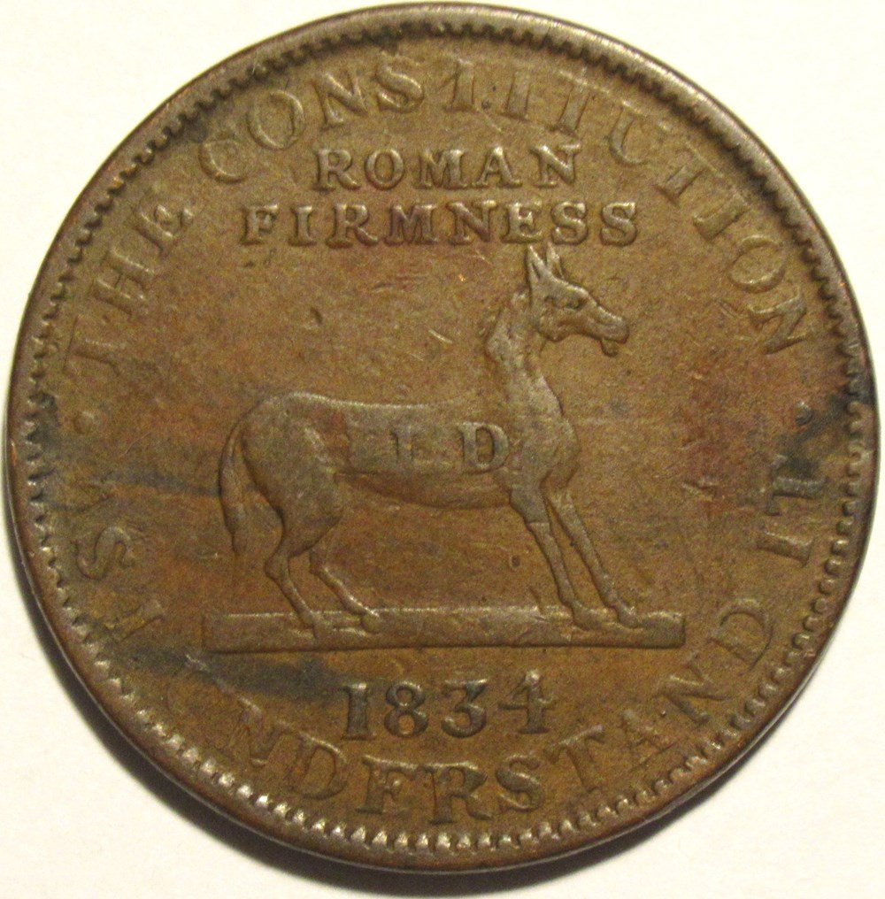 1834 Hard Times Token - Andrew Jackson monnaies paranumismatique jetons poids 1834 hard times token andrew jackson