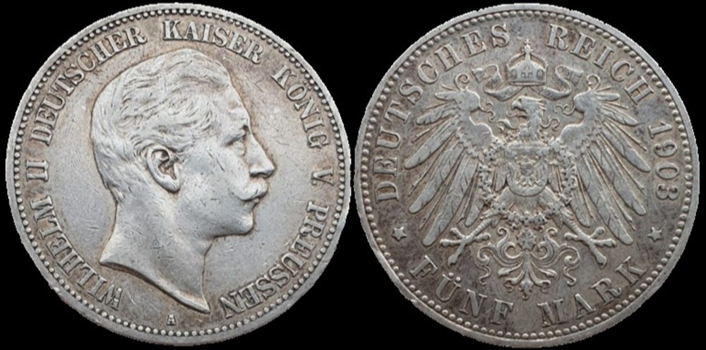 Wilhelm II - 5 Mark 1903 Berlin monnaies monde allemagne wilhelm ii 5 mark 1903 berlin