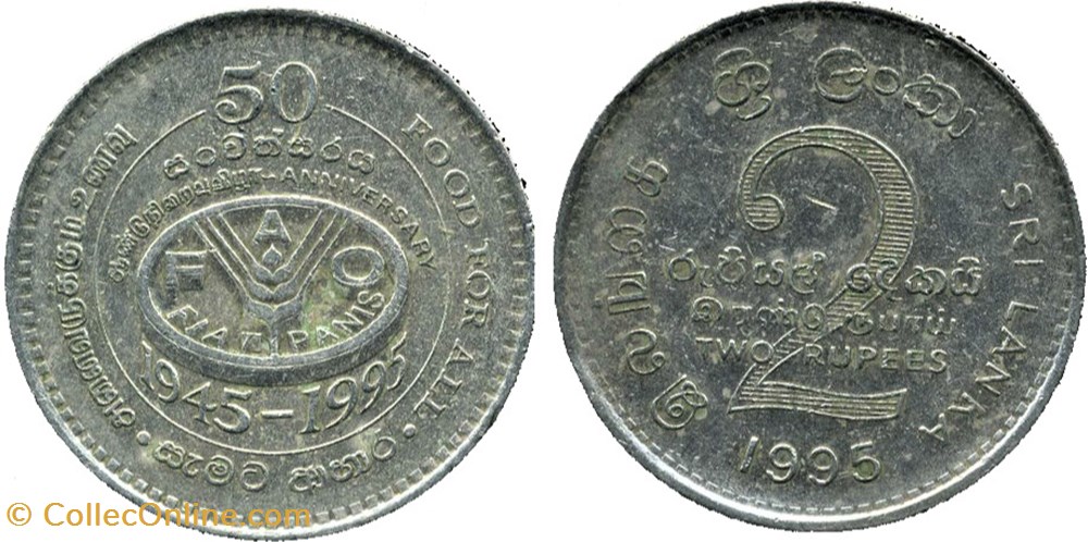 Sri Lanka - 2 Rupees 1995 FAO - Llantrisant Mint monnaies monde sri lanka 2 rupees 1995 fao llantrisant mint