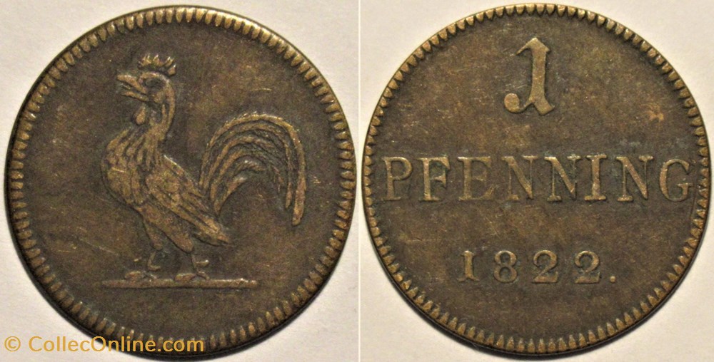 Free City of Frankfurt - 1 JudenPfennig 1822 monnaies paranumismatique jetons poids free city of frankfurt 1 judenpfennig 1822