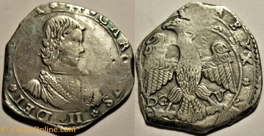 1666 Regno di Sicilia, 4 tarí Messina - Carlo II monnaies europe medievale royaume de sicile 1666 regno di sicilia 4 tari messina carlo ii
