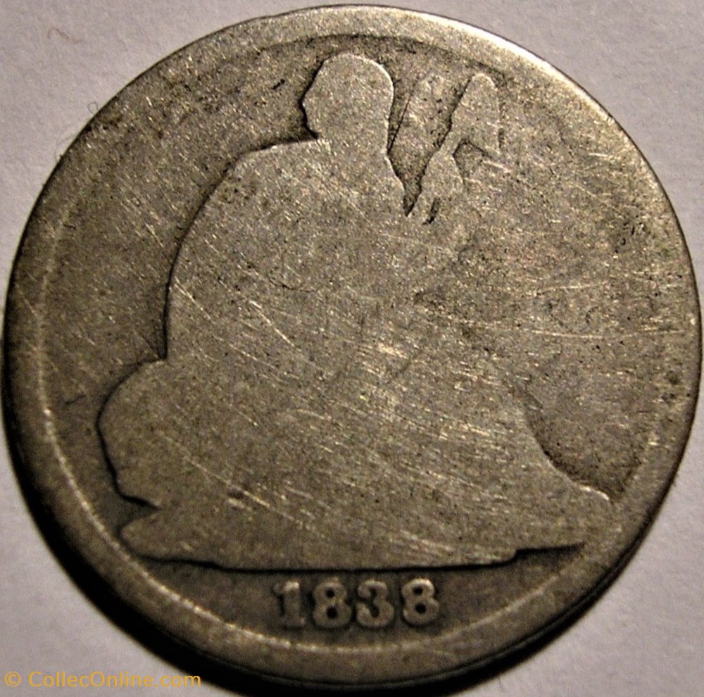 1838 o Dime / 10 Cents monnaie monde etat uni 1838 o dime 10 cents