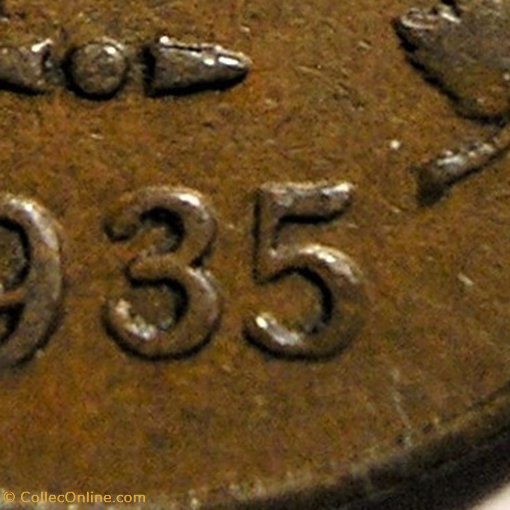 George V - 1 Cent 1935 - Double 5 (ex.2) 3 monnaie monde canadum george v 1 cent 1935 double 5 ex 2