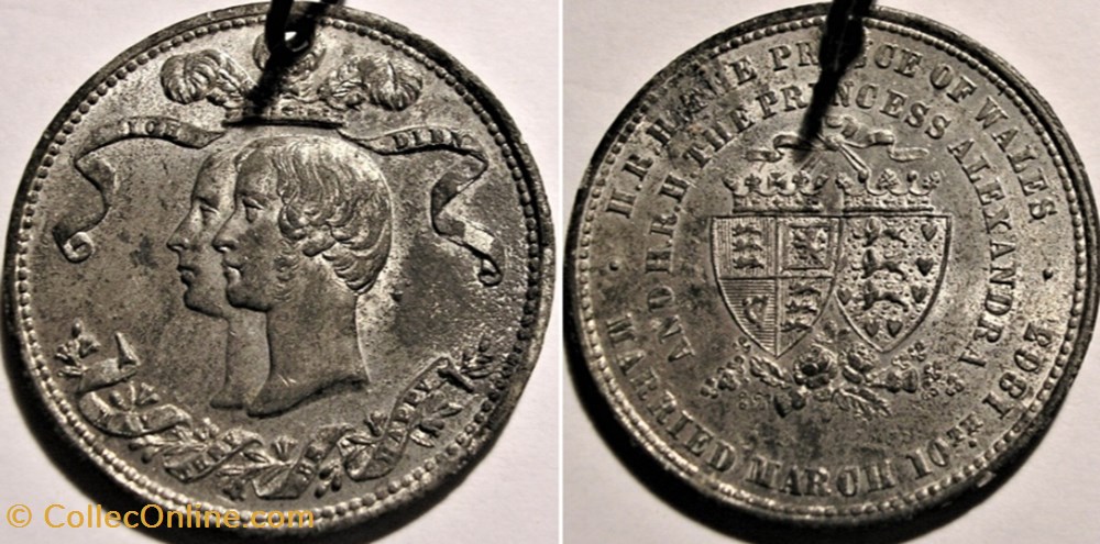 Edward & Alexandra - Princely Wedding 1863 Medallion, UK medaille royaume uni edward alexandra princely wedding 1863 medallion uk
