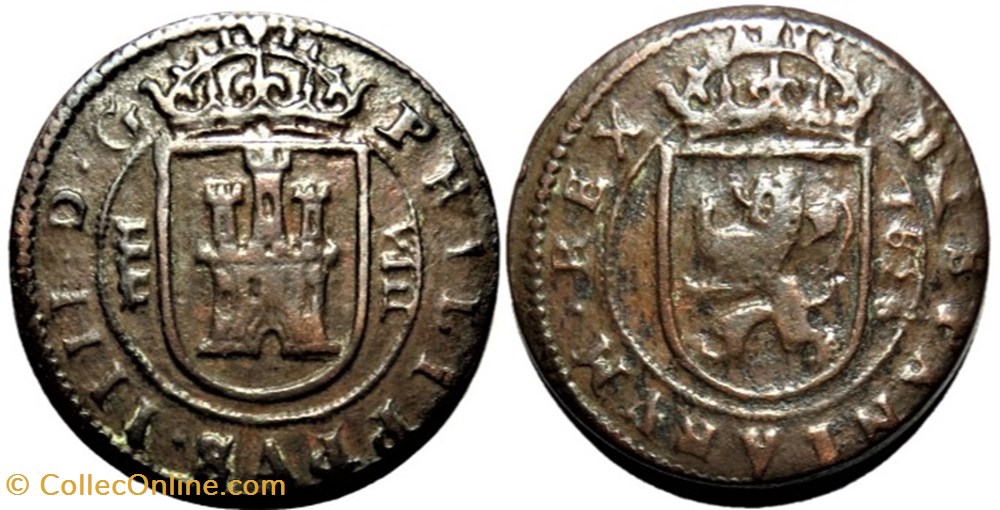 monnaies monde espagne 1626 segovia 8 maravedis felipe iv de espana