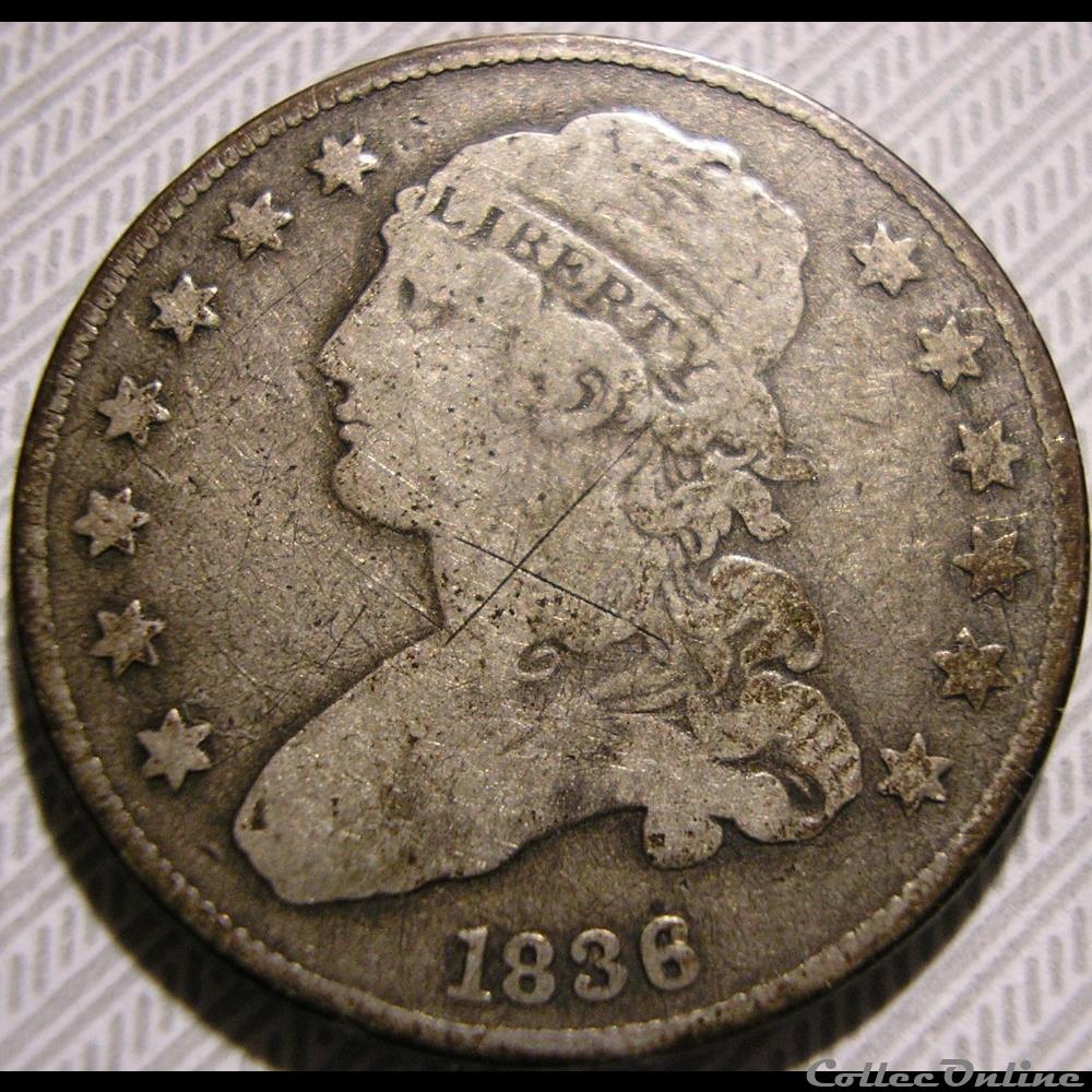 1836 Capped Bust 25 Cents 3 monnaie monde etat uni 1836 capped bust 25 cents