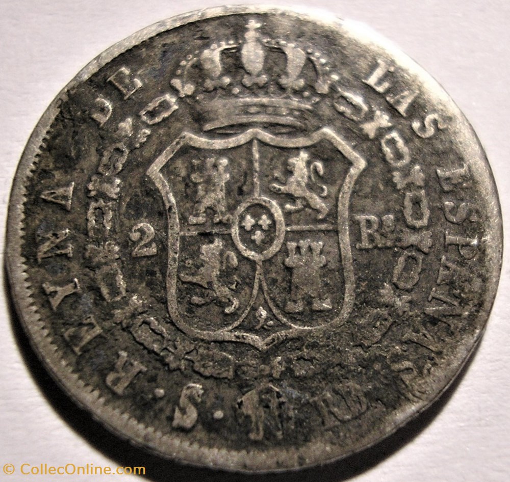 1850 Sevilla - 2 Reales - Isabel II de España 3 monnaies monde espagne 1850 sevilla 2 reales isabel ii de espana