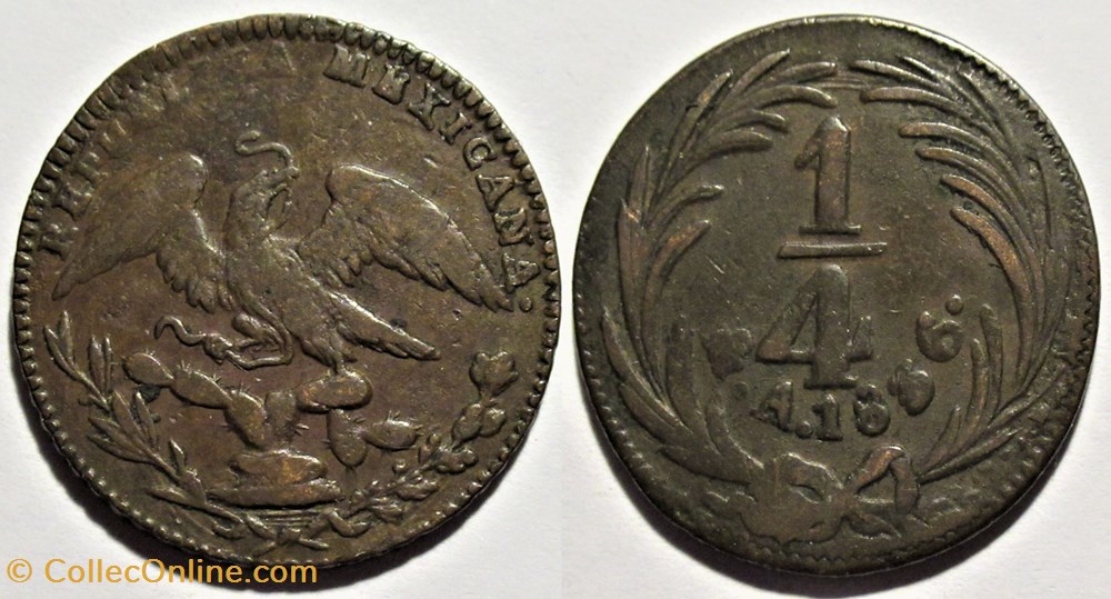 monnaies monde mexique mexico 1 4 real 1836 1st republic