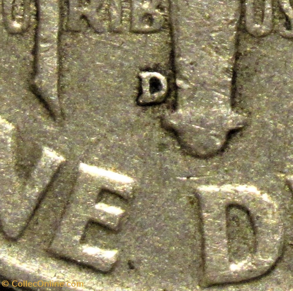 1954 Denver Dime - Repunched Mintmark 3 monnaies monde etats unis 1954 denver dime repunched mintmark