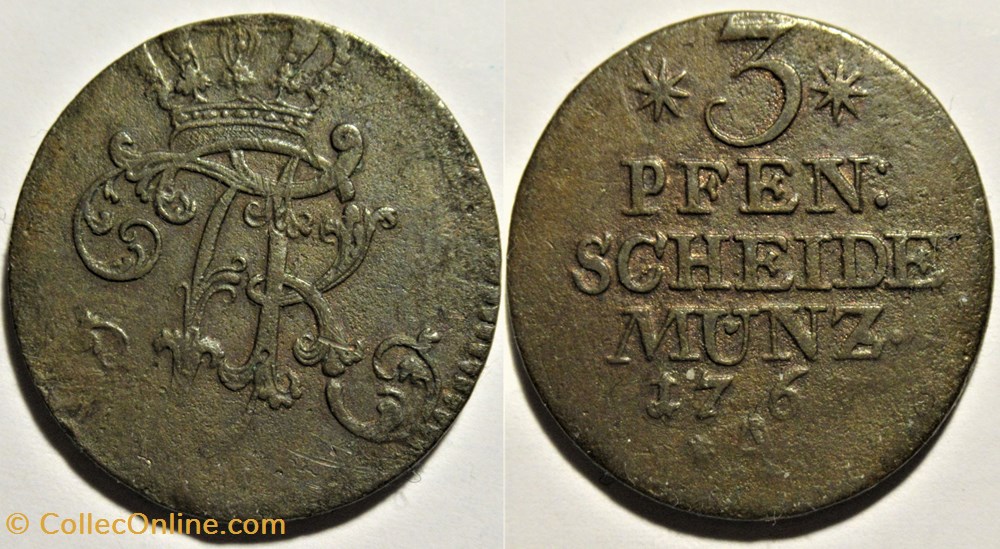 Friedrich II the Great - 3 Pfennig 1761 Belin, Kingdom of Prussia monnaies europe medievale saint empire romain germanique friedrich ii the great 3 pfennig 1761 belin kingdom of prussia