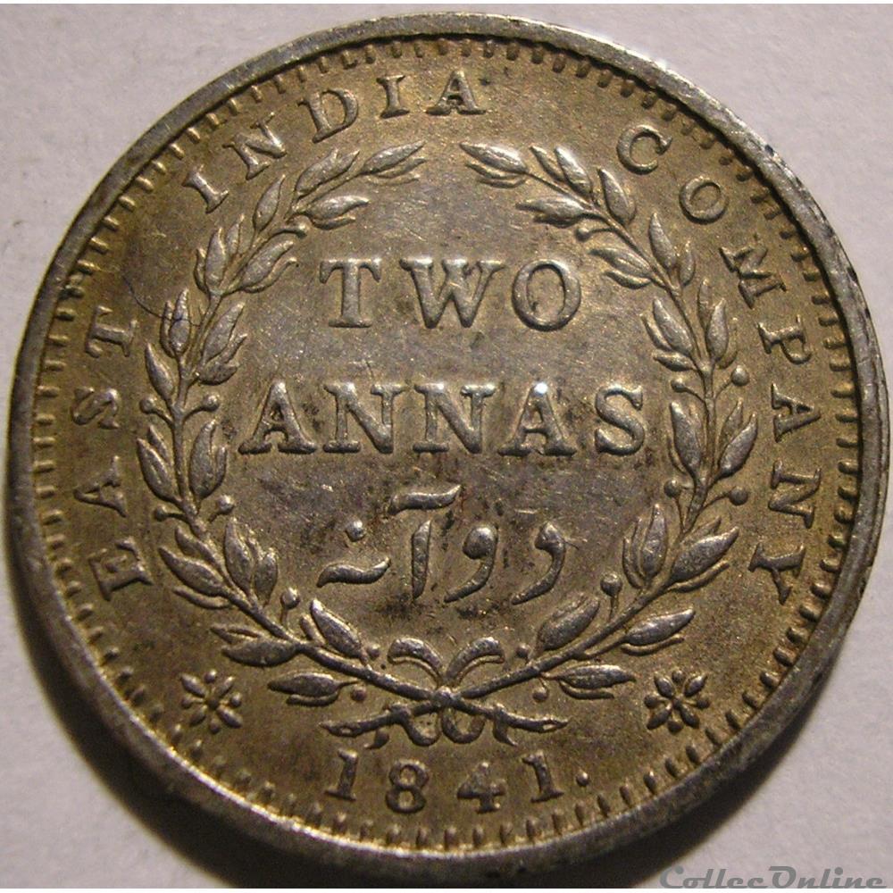 Victoria - Two Annas 1841 Calcutta - East India Company monnaie monde inde victoria two annas 1841 calcutta east india company