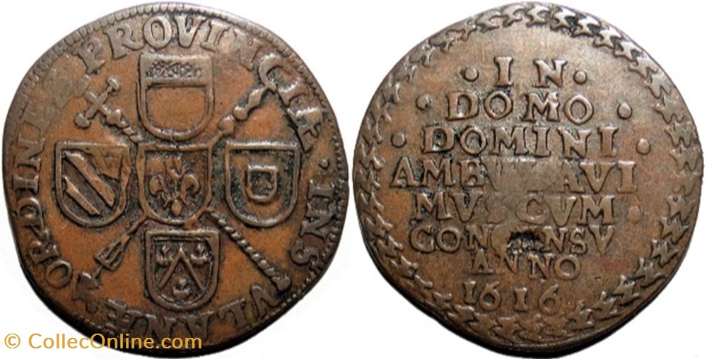 Albert & Isabelle - Jeton des états de Lille, 1616 - Pays-Bas espagnols monnaies europe medievale albert isabelle jeton des etats de lille 1616 pays bas espagnols