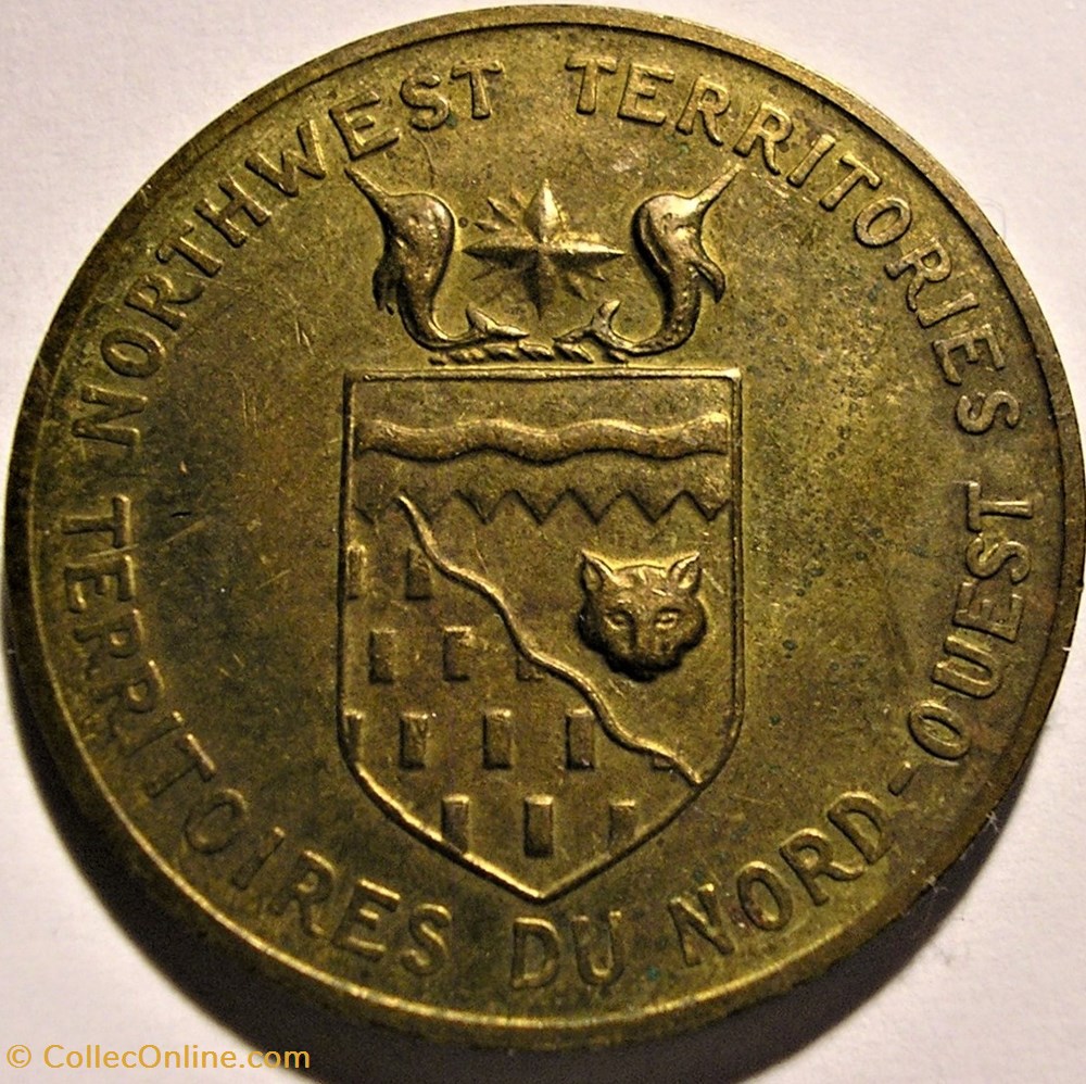 Northwest territories (1881) - Provincial Arms and Flowers 1965-68, Shell Oil Token 3 monnaie jeton mereaux northwest territories 1881 provincial arms and flowers 1965 68 shell oil token