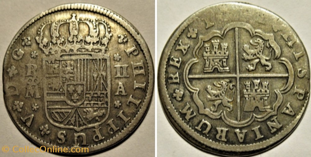 monnaies europe medievale royaume espagne 1721 madrid 2 reales felipe v de espana