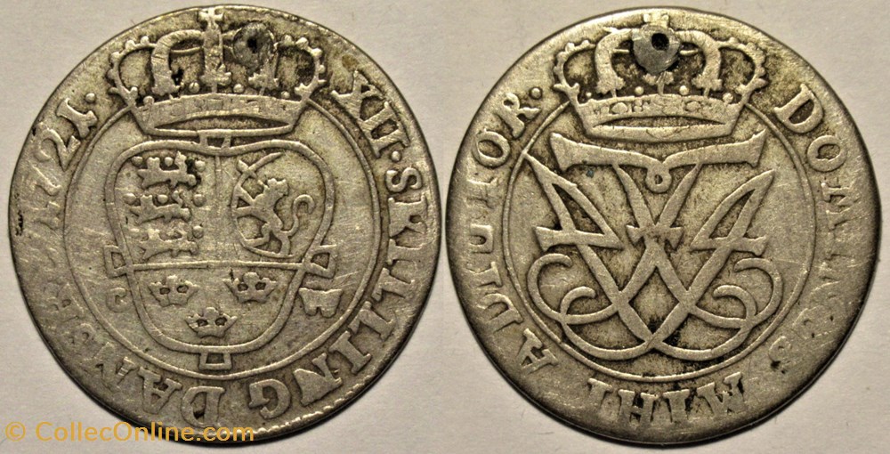 Frederik IV of Denmark - 12 Skilling 1721 monnaies monde danemark frederik iv of denmark 12 skilling 1721