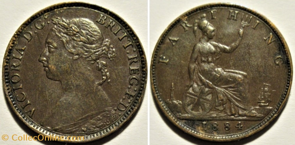 Victoria - One Farthing 1884 - Kingdom of Great Britain monnaies monde royaume uni victoria one farthing 1884 kingdom of great britain