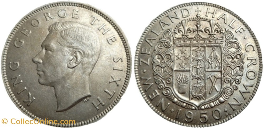 George VI - Half Crown 1950 - New Zealand monnaies monde nouvelle zelande george vi half crown 1950 new zealand
